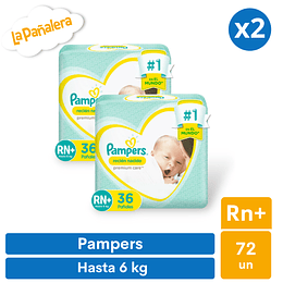 Pañal Pampers Premium Care Talla Rn+ 72 unidades