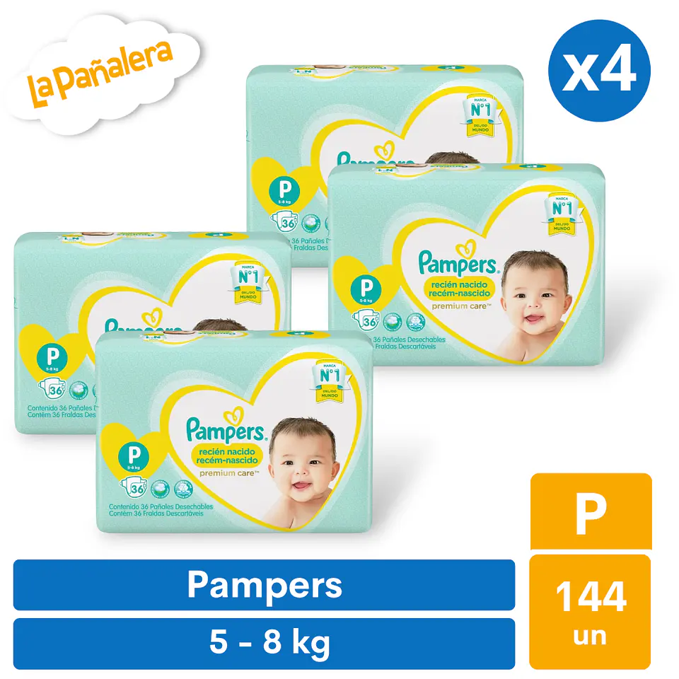 Pañal Pampers Premium Care Talla P 144 unidades 1