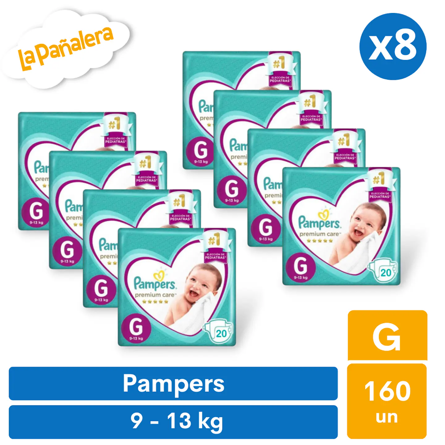 Pañal Pampers Premium Care Talla G 128 unidades 1