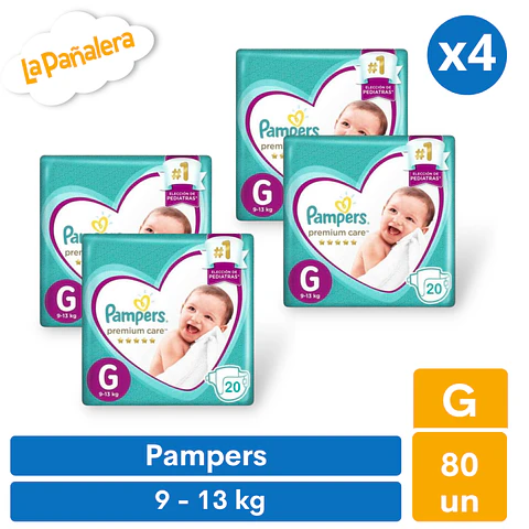 Pañal Pampers Premium Care Talla G 64 unidades