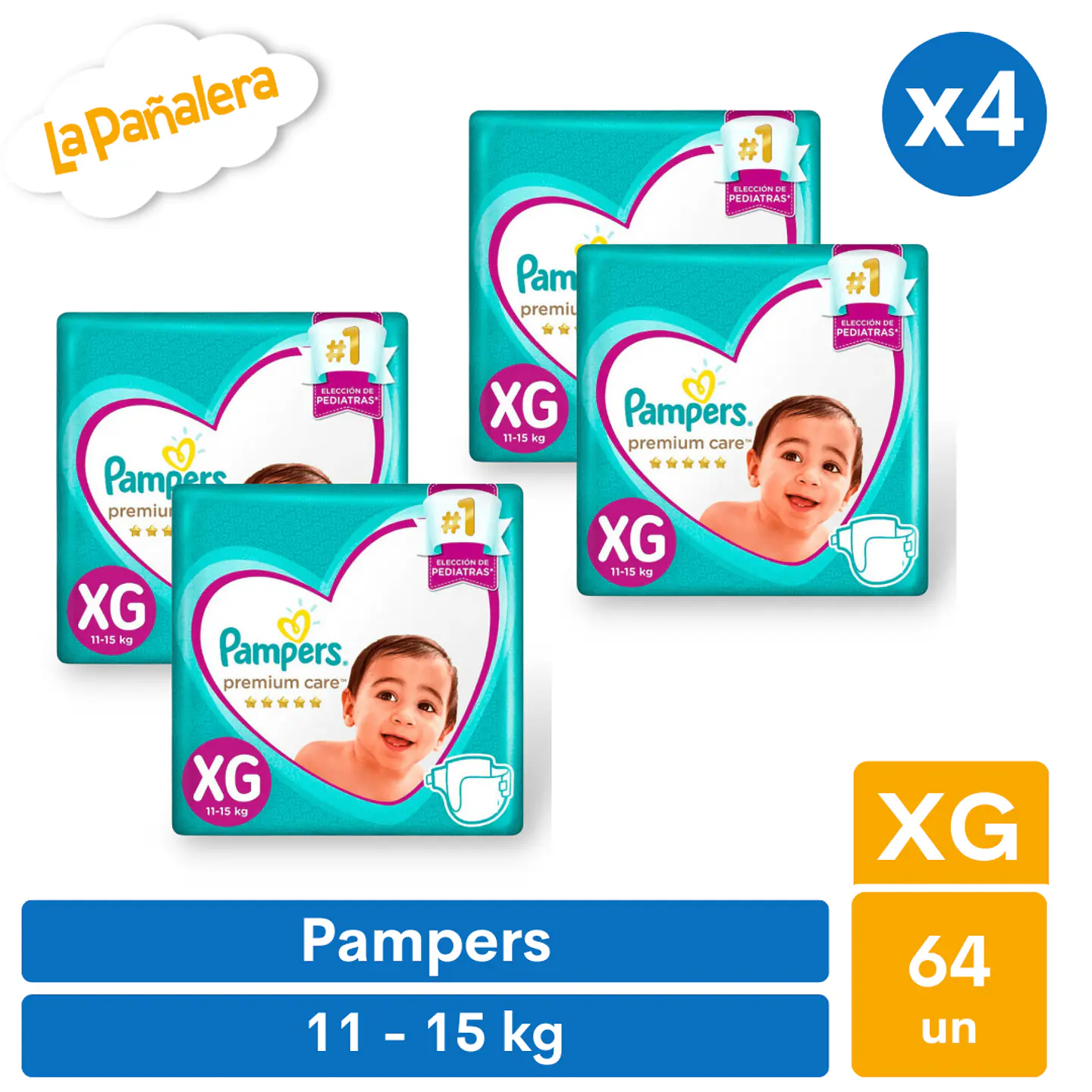 Pañal Pampers Premium Care Talla XG 56 unidades 1