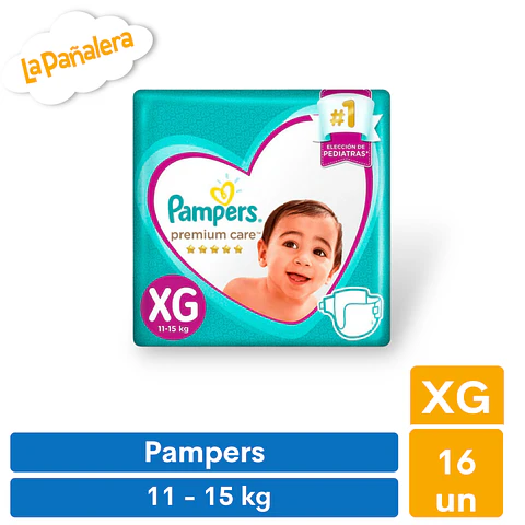 Pañal Pampers Premium Care Talla XG 16 unidades