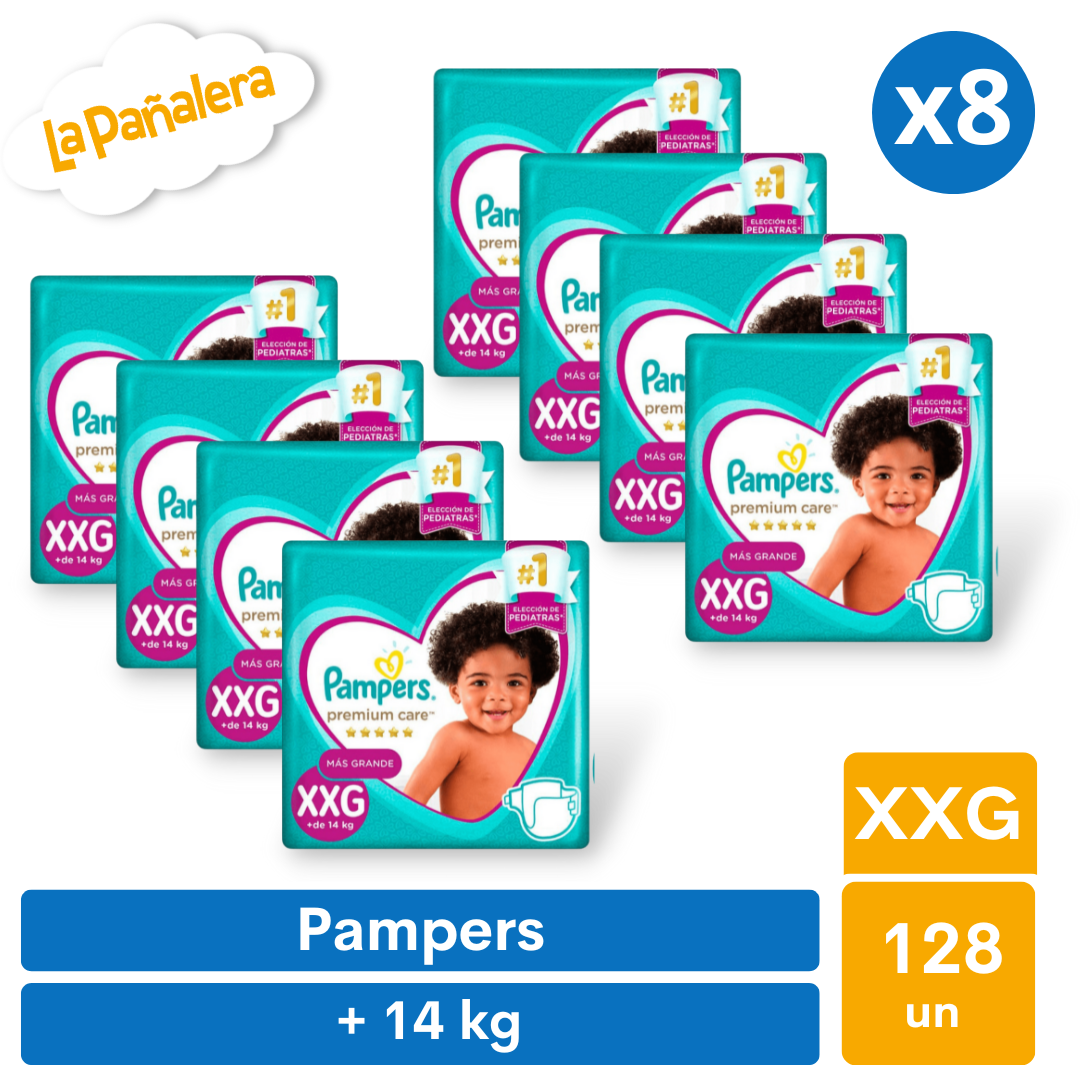 Pañal Pampers Premium Care Talla XXG 128 unidades