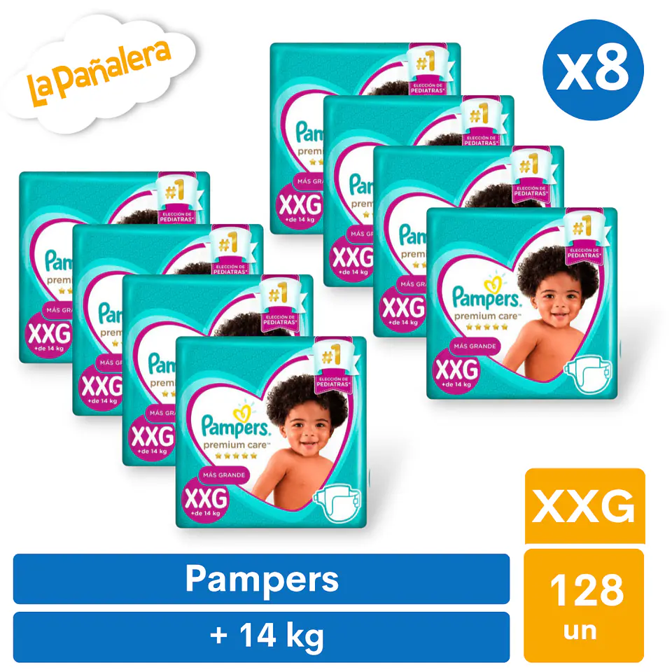 Pañal Pampers Premium Care Talla XXG 112 unidades 1