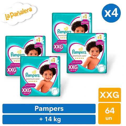 Pañal Pampers Premium Care Talla XXG 56 unidades