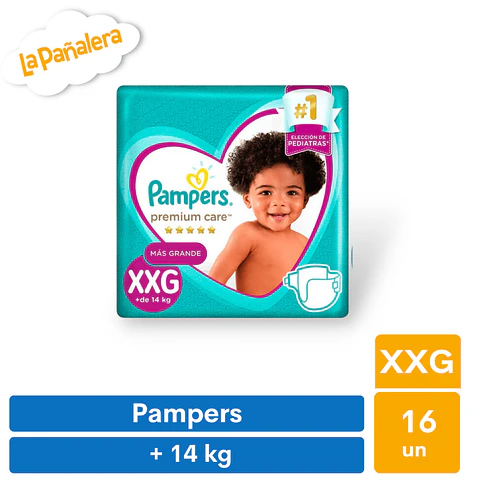 Pañal Pampers Premium Care Talla XXG 16 unidades