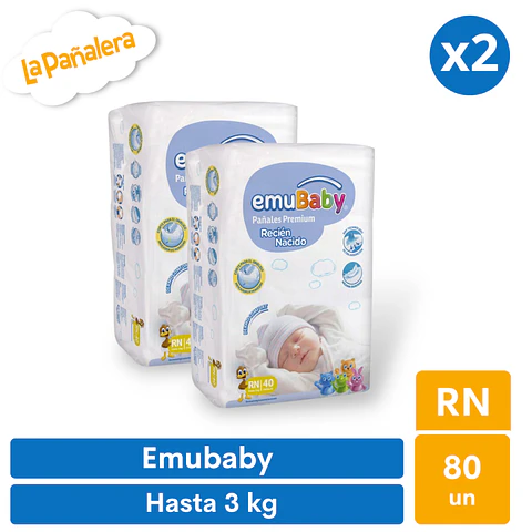 Pañal Emubaby Talla Recién Nacido RN 80 unidades
