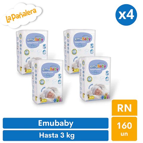 Pañal Emubaby Talla Recién Nacido 160 unidades