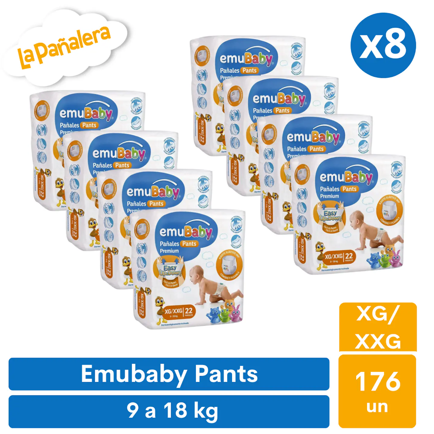 Pañal Emubaby Pants Talla XG / XXG 176 unidades 1