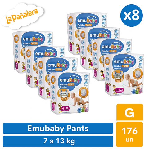 Pañal Emubaby Pants Talla G 176 unidades 
