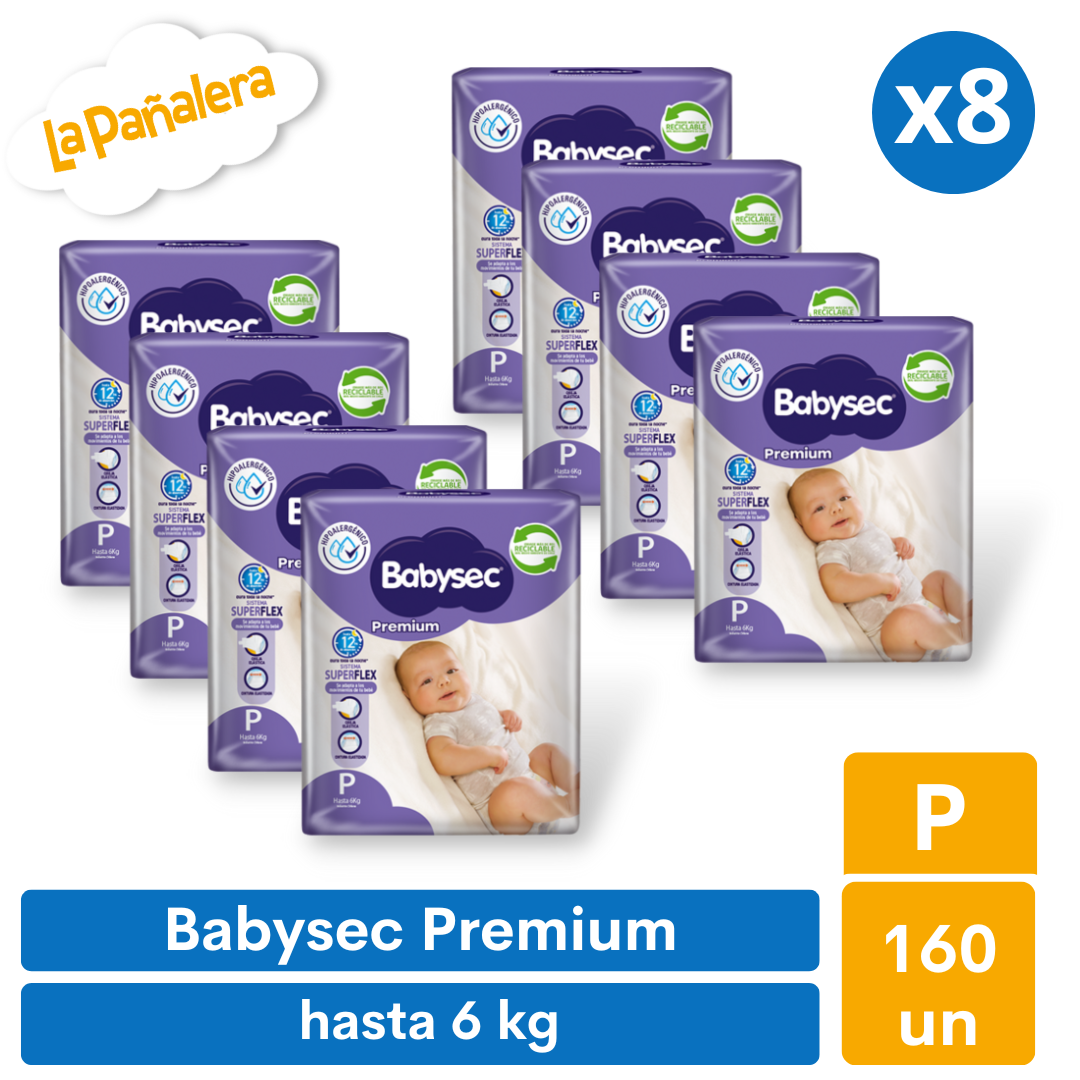 Pañal Babysec Premium Talla P 160 unidades