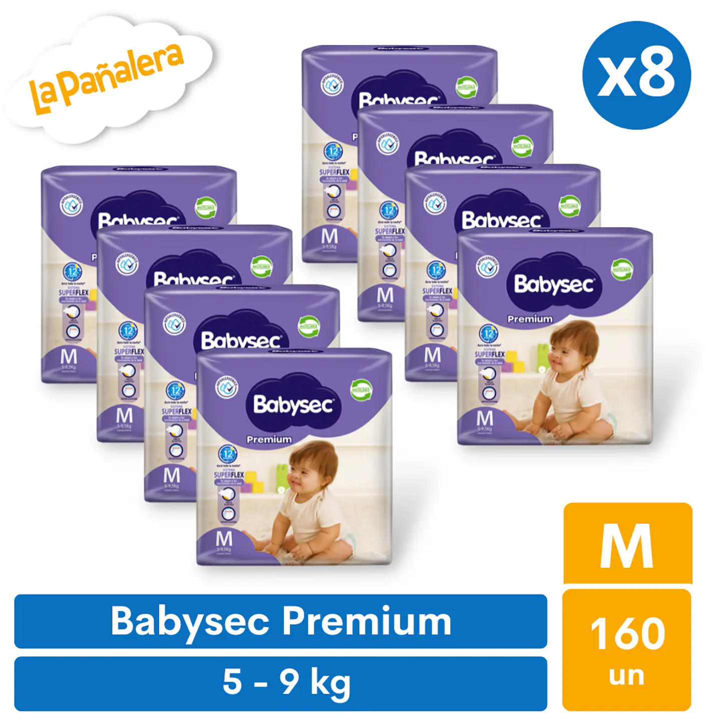 Pañal Babysec Premium Talla M 160 unidades 1