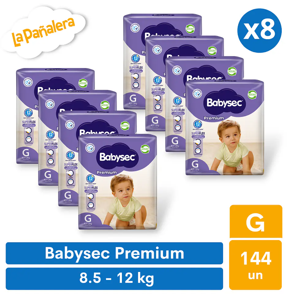Pañal Babysec Premium Talla G 144 unidades 1