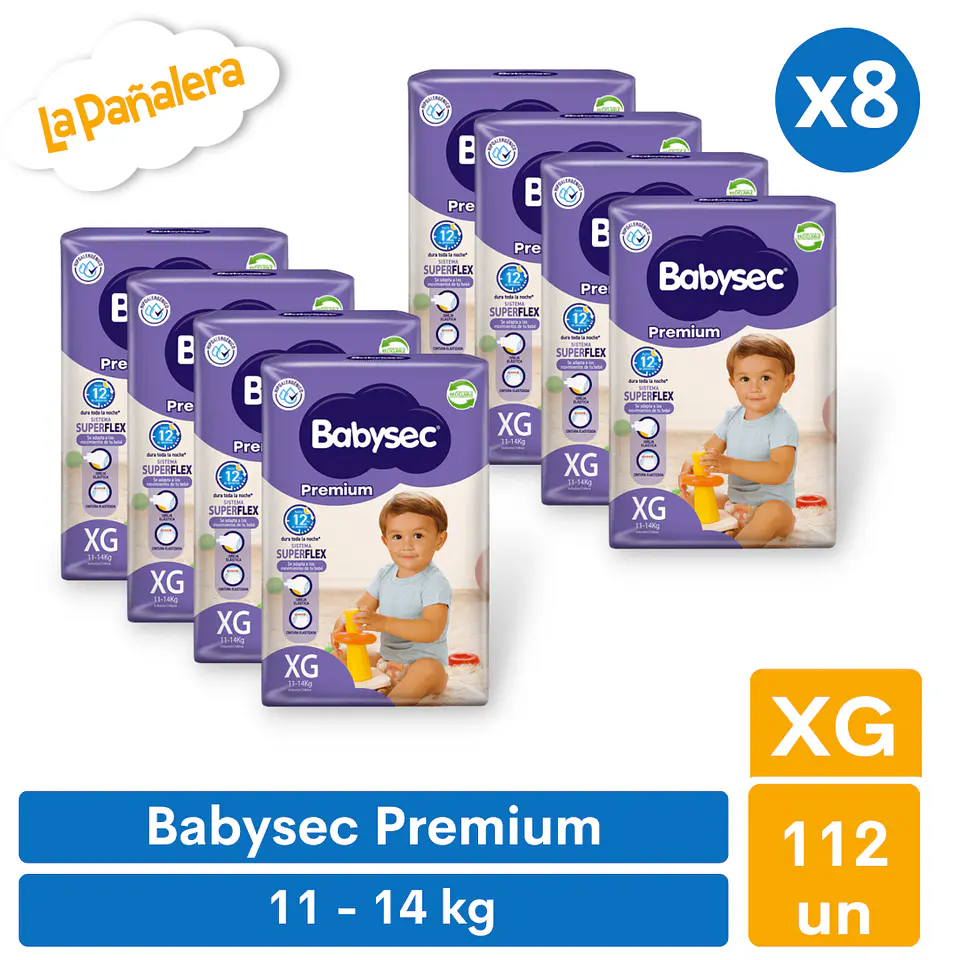 Pañal Babysec Premium Talla XG 112 unidades 1