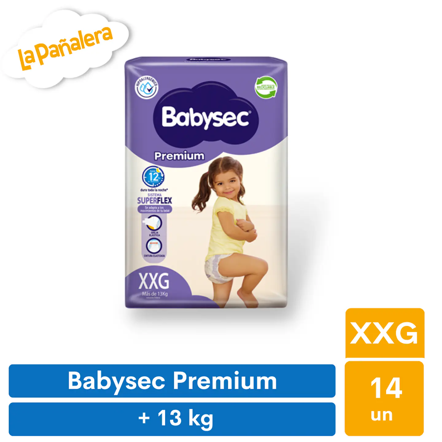 Pañal Babysec Premium Talla XXG 14 unidades 1