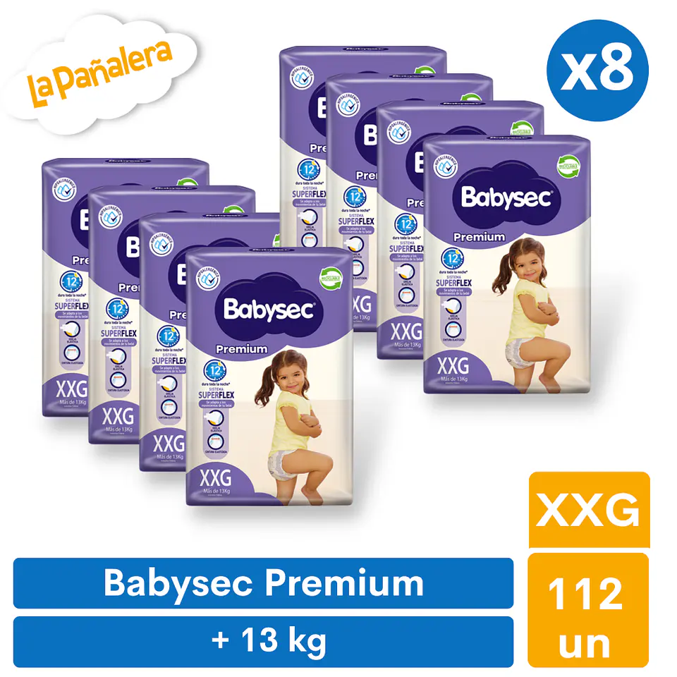 Pañal Babysec Premium Talla XXG 112 unidades 1