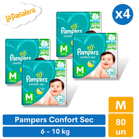 Pañal Pampers Confort Sec Talla M 80 unidades