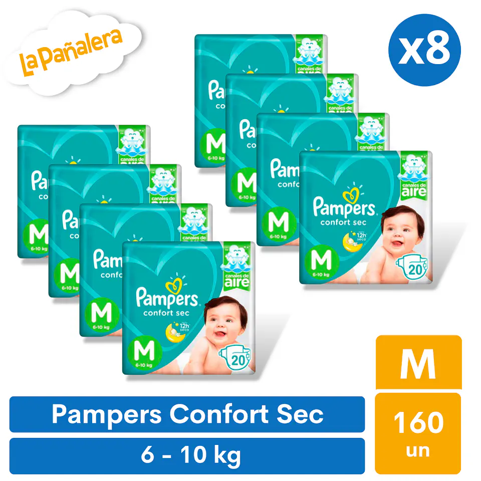 Pañal Pampers Confort Sec Talla M 160 unidades 1