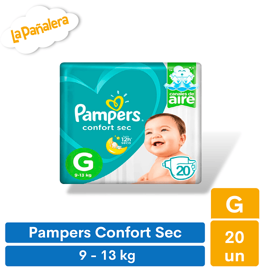 Pañal Pampers Confort Sec Talla G 20 unidades