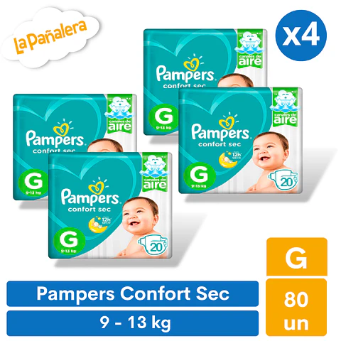 Pañal Pampers Confort Sec Talla G 80 unidades