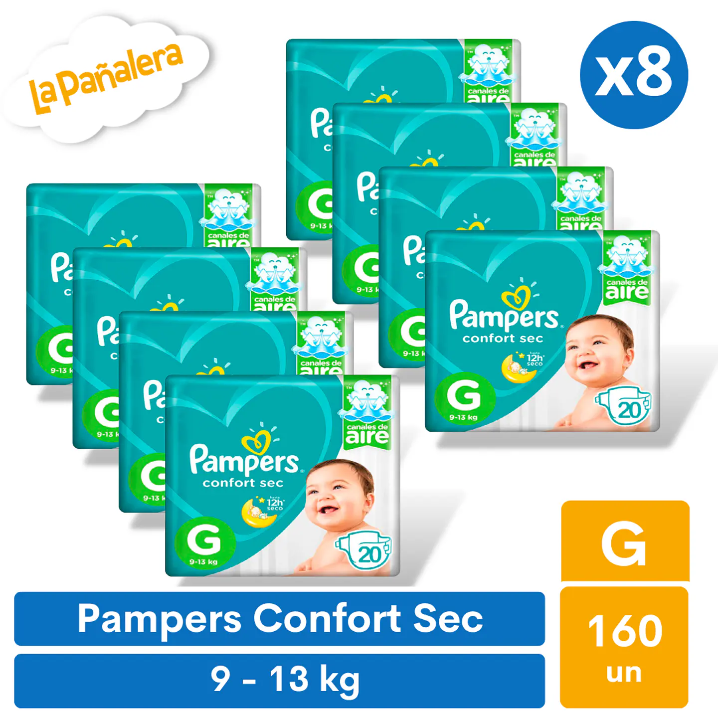 Pañal Pampers Confort Sec Talla G 160 unidades 1