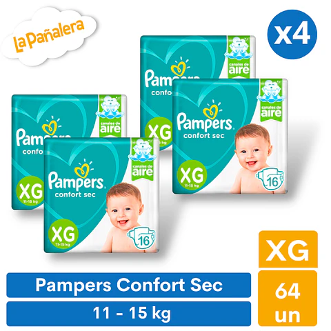 Pañal Pampers Confort Sec Talla XG 64 unidades