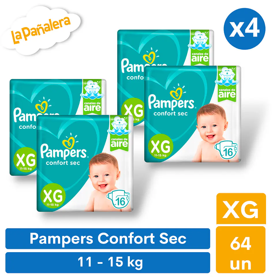 Pañal Pampers Confort Sec Talla XG 64 unidades 1