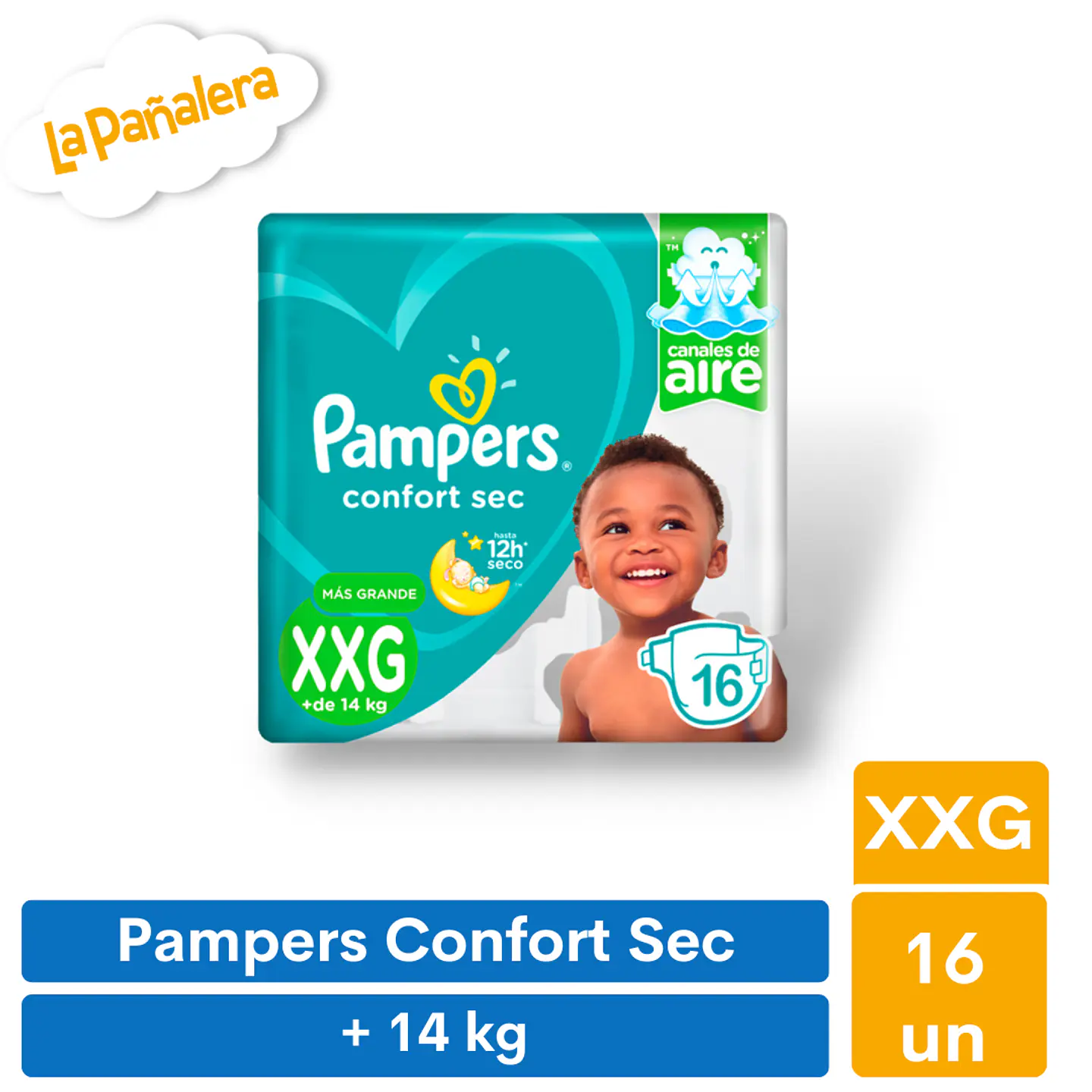 Pañal Pampers Confort Sec Talla XXG 16 unidades 1