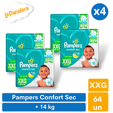 Pañal Pampers Confort Sec Talla XXG 64 unidades
