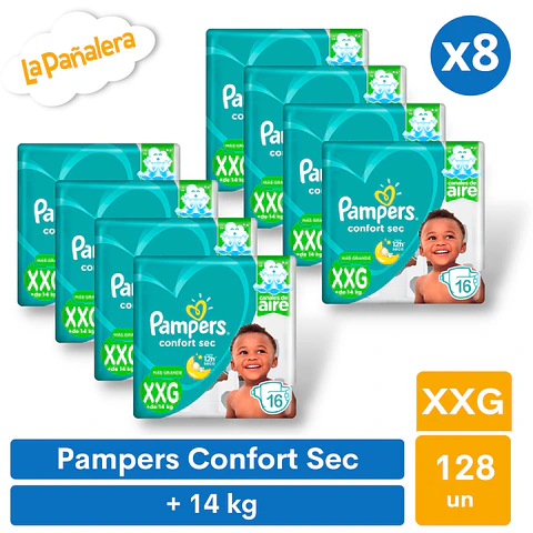 Pañal Pampers Confort Sec Talla XXG 128 unidades