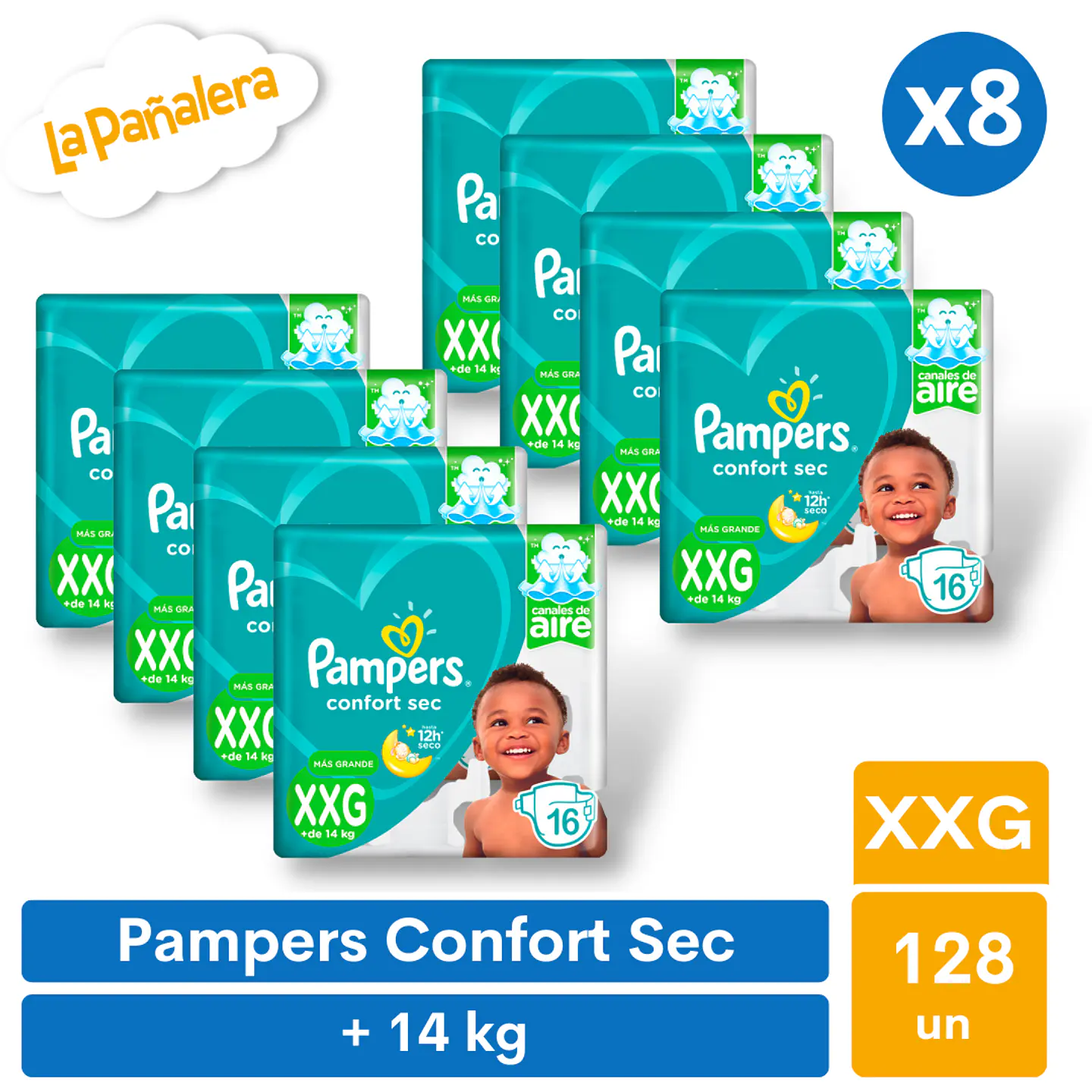 Pañal Pampers Confort Sec Talla XXG 128 unidades 1