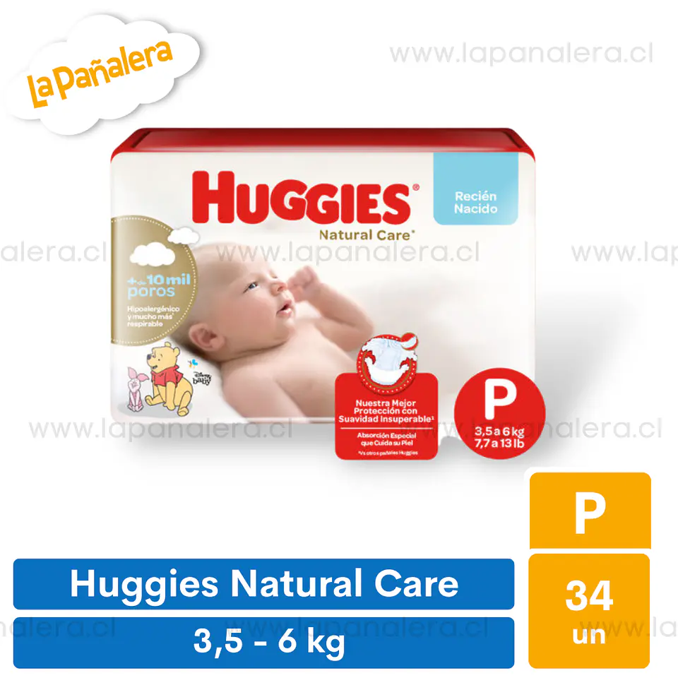 Pañal Huggies Natural Care Talla P 34 unidades 1