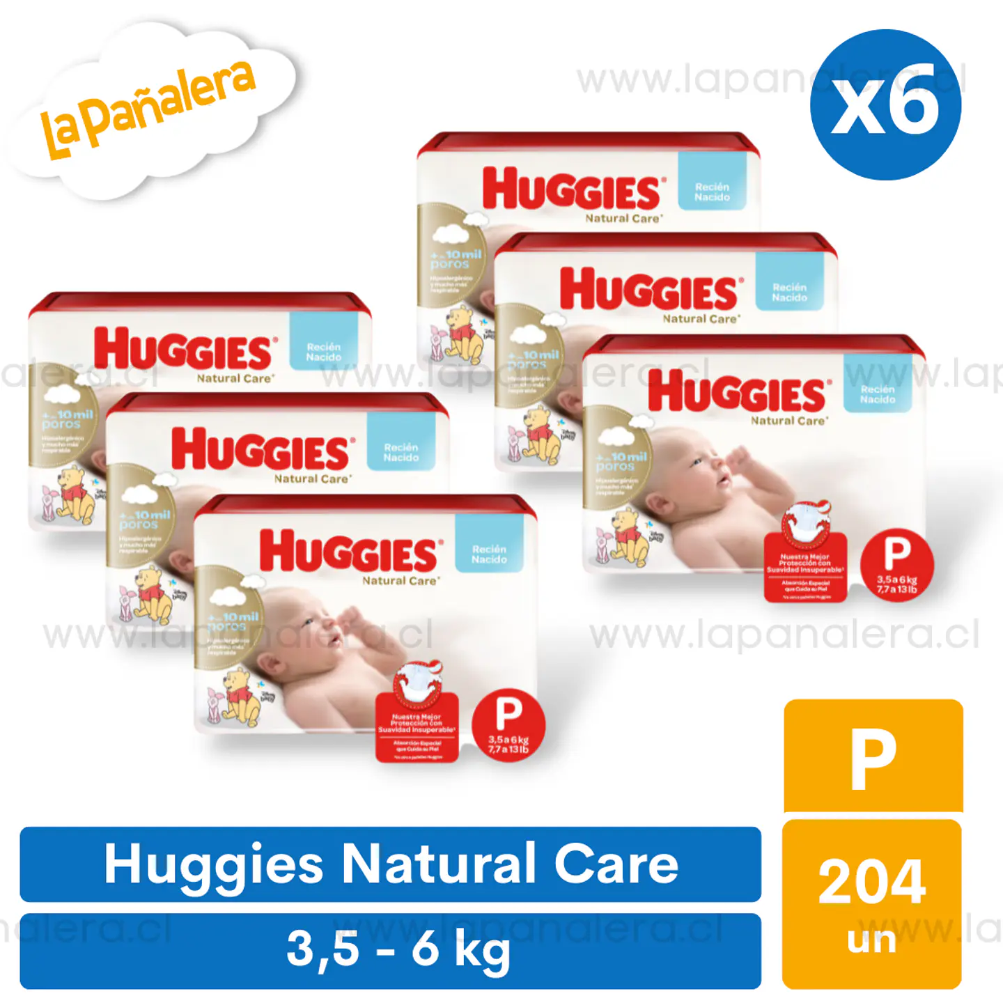Pañal Huggies Natural Care Talla P 204 unidades 1