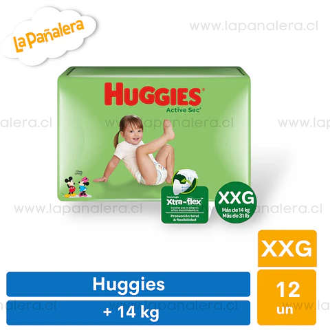 Pañal Huggies Active Sec Talla XXG 12 unidades