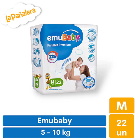 Pañal Emubaby Talla M 22 unidades