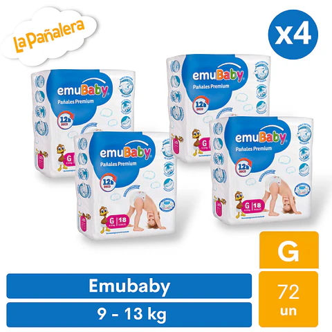 Pañal Emubaby Talla G 72 unidades
