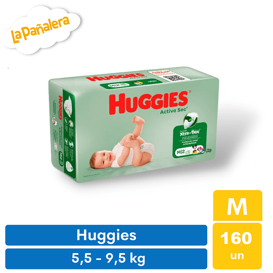 Pañal Huggies Active Sec Talla M 160 unidades