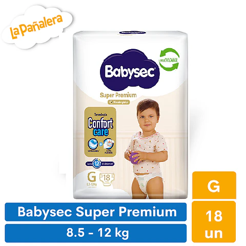 Pañal Babysec Super Premium Talla G 18 unidades