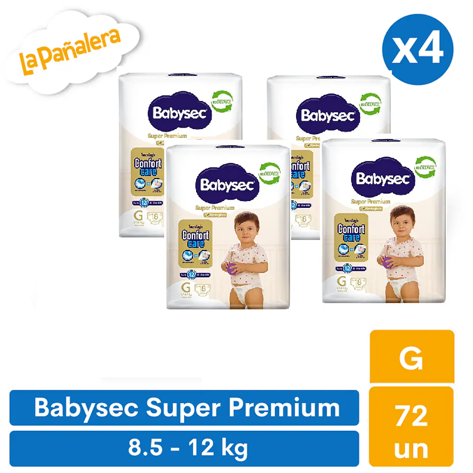 Pañal Babysec Super Premium Talla G 72 unidades 1