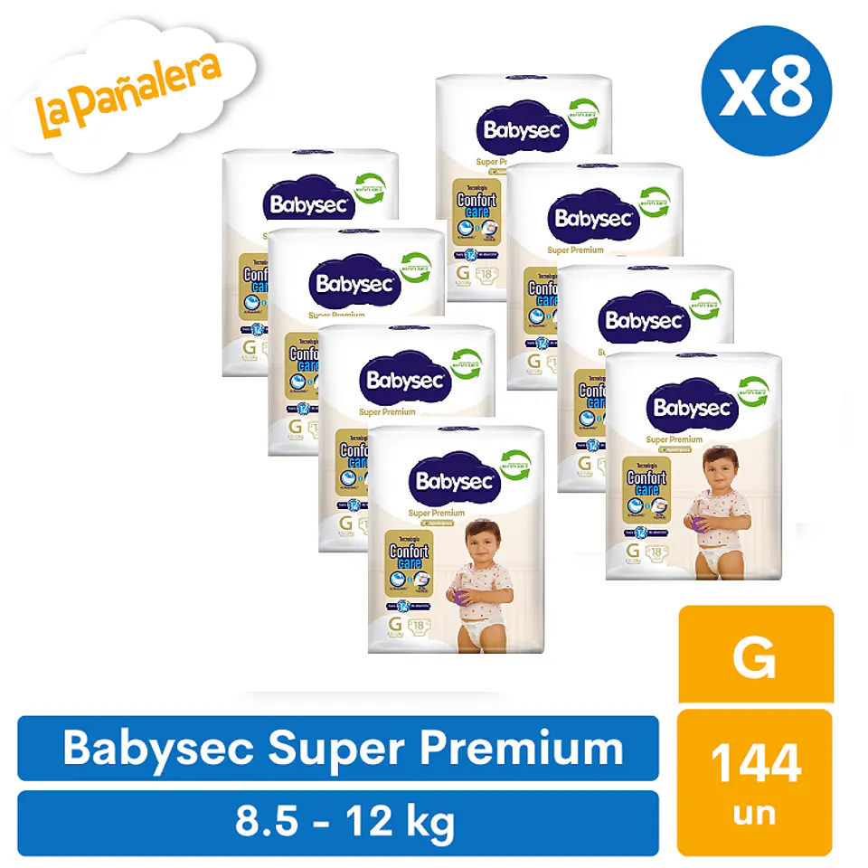 Pañal Babysec Super Premium Talla G 144 unidades 1