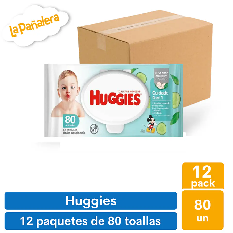 Caja Toallas Húmedas Huggies One & Done 80u x 12 1