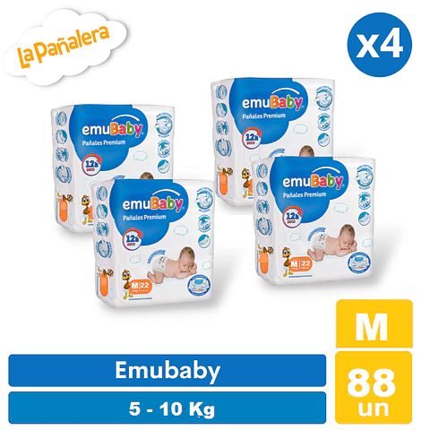 Pañal Emubaby Talla M 88 unidades