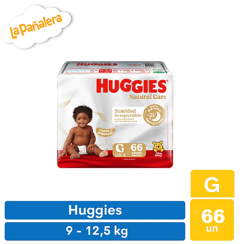 Pañal Huggies Natural Care Talla G 66 unidades