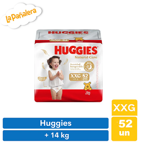 Pañal Huggies Natural Care Talla XXG 52 unidades