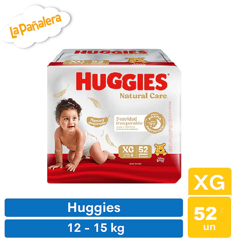 Pañal Huggies Natural Care Talla XG 52 unidades