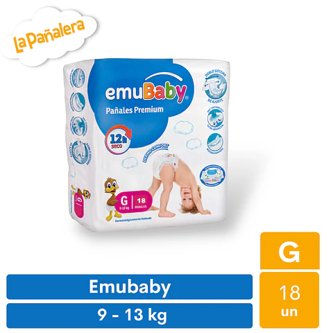 Pañal Emubaby Talla G 18 unidades