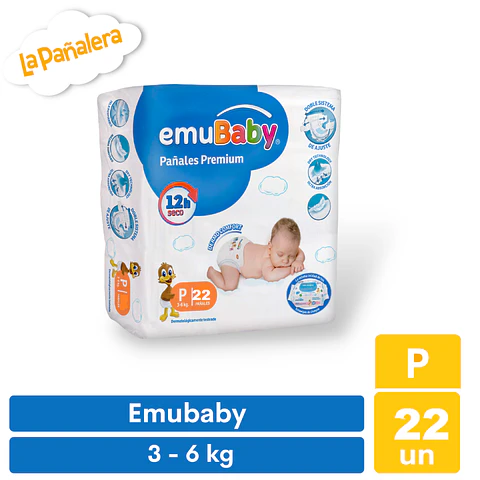 Pañal Emubaby Talla P 22 unidades