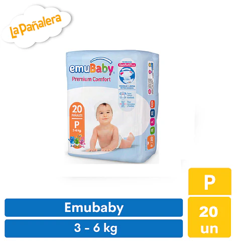 Pañal Emubaby Premium Comfort Talla P 20 unidades