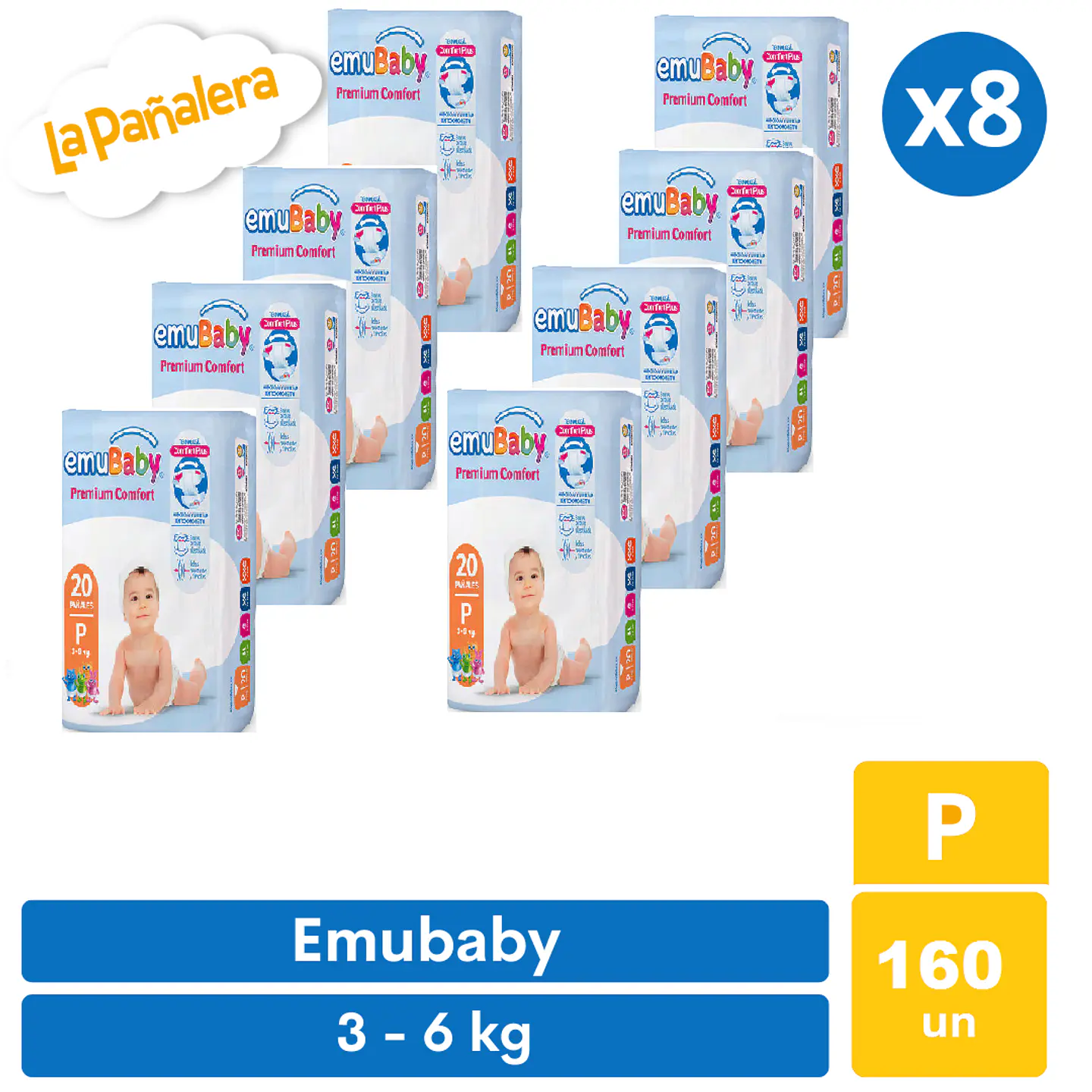 Pañal Emubaby Premium Comfort Talla P 160 unidades 2