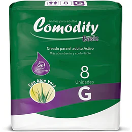 Pañal Adulto – Comodity Basic – Talla G – 8 Unidades
